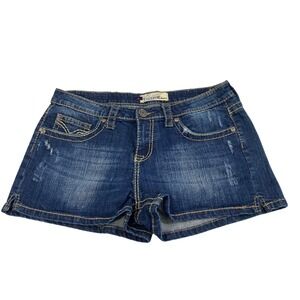 Vigoss Jean Shorts Womens Jr 11‎ Medium Wash Denim Distressed Mid Rise Shortie